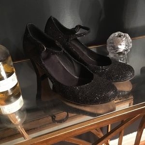 Tara Jarmon black glitter heels